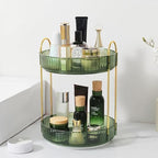 Rotating Makeup Organizer for Vanity, Perfume Skincare Lipstick Organizers for Bathroom Countertop, Clear Make up Storage for Dresser, Bathroom Cosmetics Organizer Storage 360 Spinning(2 Tier, Green) by Aveniee