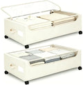 Under Bed Storage with Wheels, 2 Pack Under Bed Storage Containers, 10.6 inches Tall Underbed storage bins on Wheels, Rolling Under the Bed Metal Drawers for Clothes, Blankets, Shoes (XXXL, 90L) by Unknown