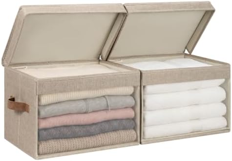 StorageWorks Fabric Storage Bins with Lids, Large Closet Storage Bins by StorageWorks