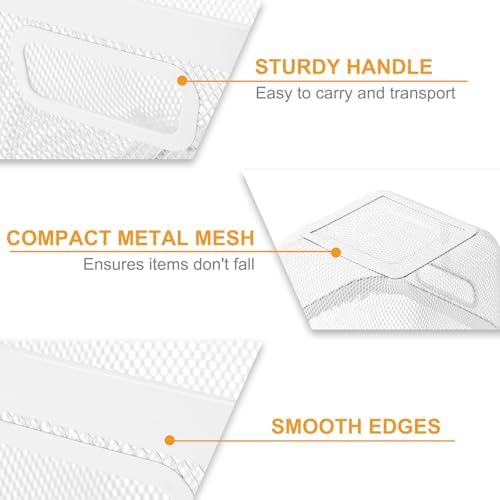 MorningRo 4 Pack White Metal Mesh Basket with Handles, Medium and Large - Image 3