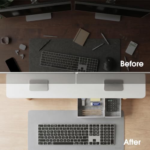 Fenge 42.5" Dual Monitor Stand with Storage Drawer & Solid Wood Legs - Image 6
