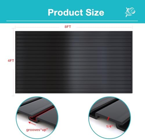 NeatiEase Slatwall Panel Wall Storage Systems, 4 x 8ft Slat Wall Paneling Garage Wall Organizer, Heavy Duty Wall Mounted PVC Wall Rack (Black) - Image 4