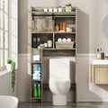 kepptory Over the Toilet Cabinet with Sliding Barn Door，Dark Grey by kepptory