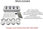 4 Slot Family Electric Toothbrush Charger Holder and Bathroom Organizer, for Select OralB and Philips Sonicare Tooth Brush Chargers (See Compatability Image), Countertop Stand or Wall-Mounted, White - Image 6