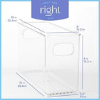 Plastic Food Storage 4 Pack Clear Container Bin with Handles for Organizing Kitchen, Pantry, Refrigerator, Freezer, Pantry, Cabinet, Closet, Bathroom. 10”x4”x6” - Image 3