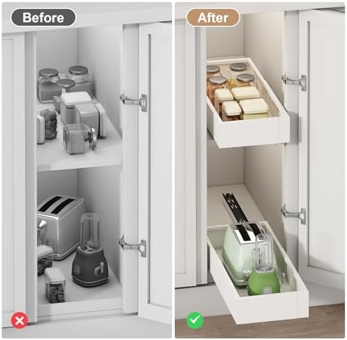Fokyfok 2Pc Pull out Cabinet Organizer,7"-11"W,17"-24"D,Expandable - Image 6
