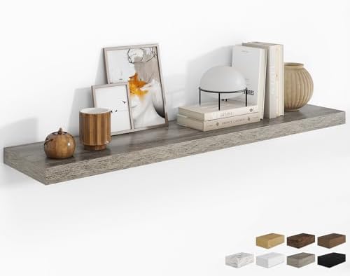 RICHFOCUS Long Floating Shelves for Wall 1Pack, Grey, 55" Lx8 D by RICHFOCUS