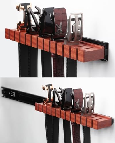 Walnut 12 Belts Organizer with Sliding System by Unknown
