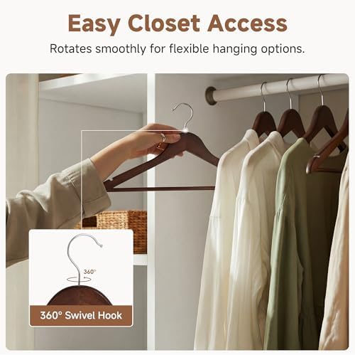 StorageWorks Wooden Coat Hangers, 20 Pack Wood Clothes Hanger for Closet - Image 4