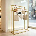 Modern Floor Standing Belt Hanger, Belt Display Stand with 39 Hooks Metal Belt Rack Organizer Storage Shelf for Belt Ties Scarf Bags, Gold - Image 4