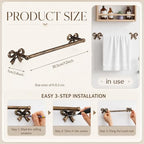 12 in Bow Antique Brass Towel Bar Vintage Gold Bathroom Towel Rack - Image 2