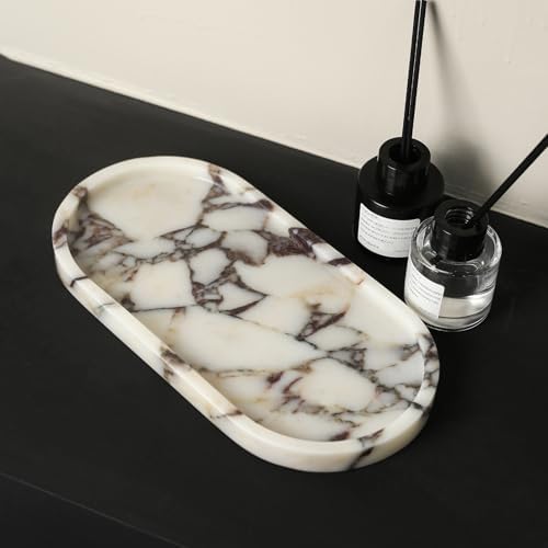 100% Natural Calaccata Viola Marble Tray, 10" x 5" Oval Tray - Image 6
