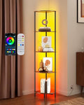 SUNMORY 5 Tier Corner Shelf with LED Light, Industrial 65" Corner Shelves by SUNMORY