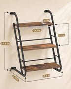 Floating Shelves for Wall,3-Tier Rustic Wood Ladder Wall Shelf,16" Brown - Image 2