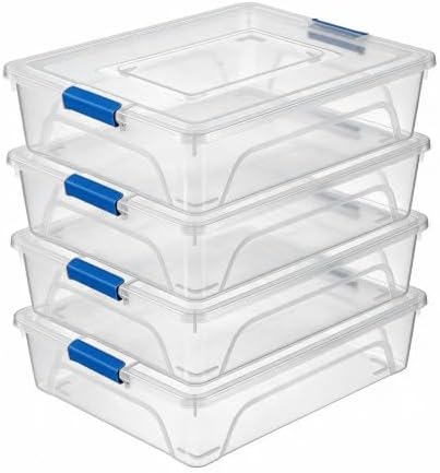 novelinks 10 Quart Clear Plastic Storage Containers with Lids (4 Pack) by novelinks