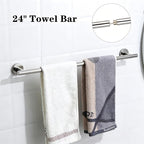 Polished Chrome Bathroom Hardware Accessories Set 5 Piece, Stainless Steel Bath Towel Bar Set 24 Inch,Toilet Paper Holder,Towel Ring Holder,Towel Rack Set,Gold Bathroom Accessories Kit Silver - Image 2