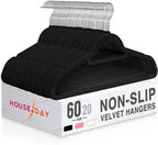 HOUSE DAY Premium Velvet Hangers 60 Pack, Non-Slip Hangers with Tie Bar by HOUSEDAY