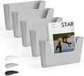 JOMOLA No Drilling File Holder 5 Pack Mail Organizer Wall Mount File Organizer Holder Office Wall Hanging Files Magazines Organizer Plastic Door Mount Wall Pocket with Adhesive Pad, Grey Color by JOMOLA