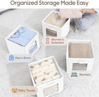 Homsorout Storage Cube 11 Inch - Cube Storage Bins with Window, Closet Storage Baskets with Handle, Fabric Bins for Closet, Shelves, Toys, Clothes, Set of 16, White - Image 5