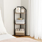 Fun Memories 3 Tier Corner Shelf, 40” Corner Shelf Stand, Corner Bookshelf Plant Stand, Storage Shelf for Bathroom, Living Room, Kitchen,Grey Home Office, Brown - Image 6