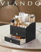 VLANDO 3-Layer Makeup Organizer with 2 Large Drawers for Vanity,Black - Image 7