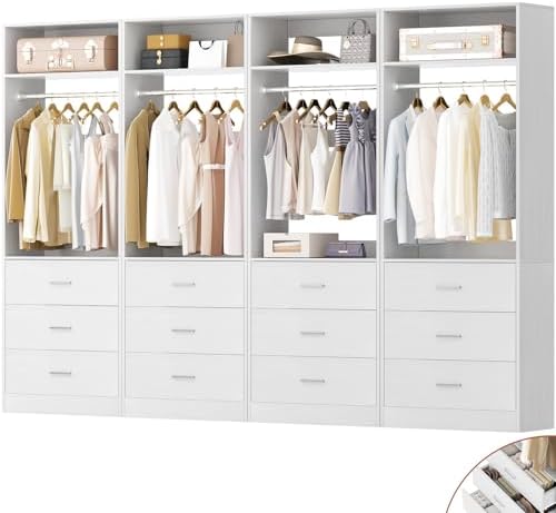 Besiost Closet Systems with 12 Wood Drawers, Closet System Set of 4 by Besiost