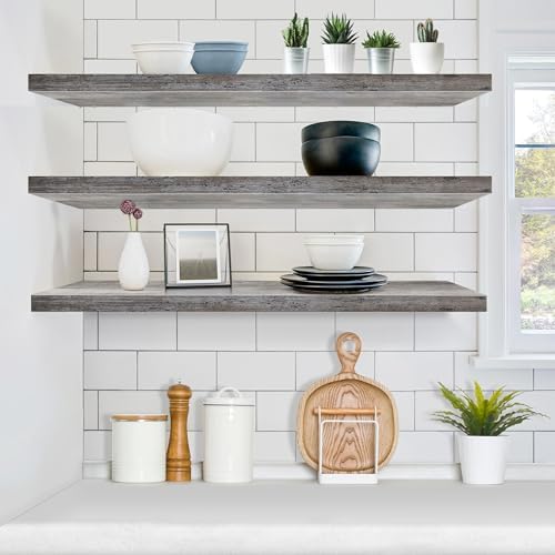 Sorbus Floating Shelves for Wall Storage (48 Inch, 3 Pack, Gray) - Image 2