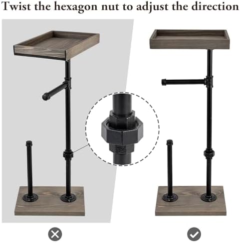 MyGift Freestanding Toilet Paper Holder Stand with Rustic Wood Shelf - Image 2