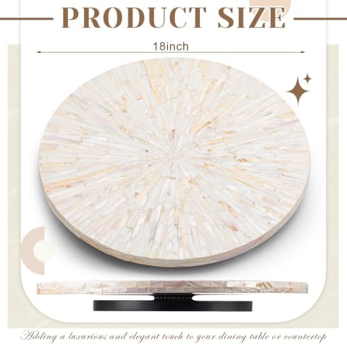 18 Inch Mother of Pearl Lazy Susan for Table Top, Cream Sunlight - Image 2