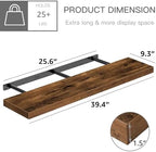 QEEIG Long Floating Shelves for Wall (Brown, Set of 2, 39.4") - Image 3
