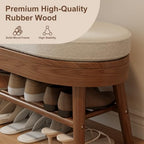 AQIMUELE Shoe Bench with Coat Rack, Shoe Rack with 9 Hooks, Walnut - Image 5