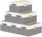 Yawinhe Collapsible Fabric Storage Bins,15.0x9.8x8.3in,White/Grey,6-Pack by Yawinhe