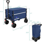 ROSONG Collapsible Wagon Cart with Wheels Foldable - Folding Utility Heavy Duty Wagons Carts for Grocery Sports Garden Shopping Camping Wheelbarrows (120L Dark Blue with Lid) - Image 4