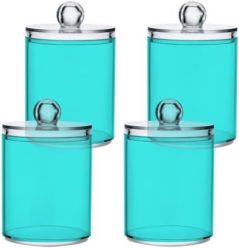 4 Pack Qtip Holder Dispenser with Lids,Blue Storage Containers,Bathroom Canisters Organizer for Cotton Ball,Cotton Swab,Cotton Round Pads,Floss 21214710 by Unknown