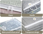 10 PCS Clear Zippered Storage Bags with Handle, Sweater Storage with Zipper, Foldable Closet Organizer Bed Sheet Organizer, Cube Plastic Organizer, Bag, Bin for Clothes,Towel-20 * 16 * 12 - Image 3