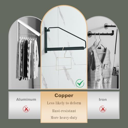 NEWRAIN Folding Clothes Hanger Rack, Wall Mounted Laundry Racks for Drying Clothes,Swing Clothing Hanging System Drying Closet Storage Organizer Black (Pack of 3) - Image 5