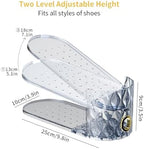 Shoe Slots Organizer, Adjustable 15 Pack Shoe Stacker for Closet Storage, Clear Double Layer Space Saver, Durable and Stackable Shoe Holder for Sneakers Heels and Flat - Image 3