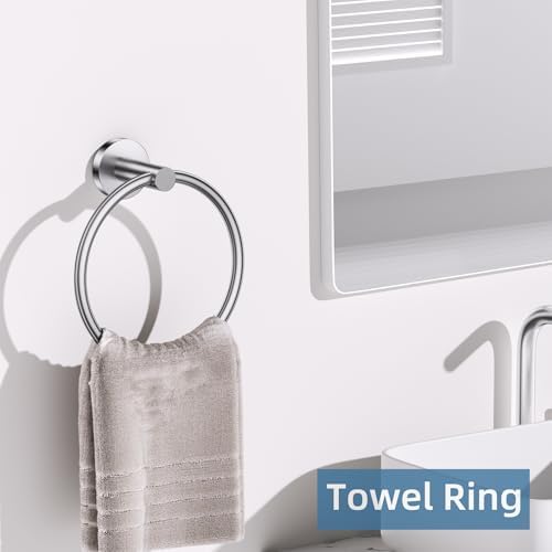 Brushed Nickel Towel Bar Bathroom Hardware Accessories Set, 10 Pieces Upgraded Toilet Paper Holder 23.6 Inch Towel Rack for Bathroom Wall Mounted Stainless Steel Bathroom Set - Image 3
