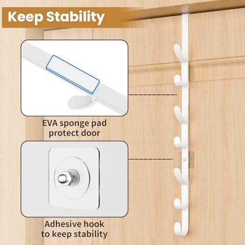 Over The Door Hooks, Metal Door Hooks for Hanging,Door Purse Organizer for Door Coat Hanger, Back of Shower for Hanging Towel Rack Clothes, Hat, Bathroom Bathroom Dorm Bedroom Closet (White-4Packs) - Image 4