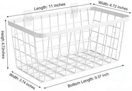 LeleCAT White Hanging Kitchen Baskets For Storage Adhesive Sturdy Small Wire Storage Baskets No Drilling Wall Mounted Kitchen Food Pantry Bathroom Shelf Storage, 4 PACK,White - Image 2