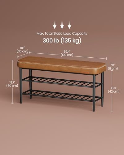 VASAGLE Shoe Bench, Synthetic Leather with Stitching, Loads 300 lb - Image 2