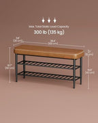 VASAGLE Shoe Bench, Synthetic Leather with Stitching, Loads 300 lb - Image 2