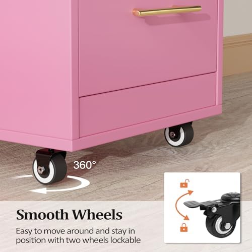 Salon Trolley Cart with Wheels, 3-Drawer Rolling Hair Styling Station, Mobile Beauty Trolley with Hot Tools Holder, Storage for Salon, Barbershop, Spa & Tattoo, Pink - Image 5