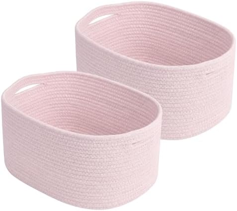 ECDYQXVU 15x10x9 Inch Woven Cotton Rope Storage Basket, 2 Pack by ECDYQXVU