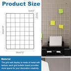 uxcell 2Pcs Wire Wall Grid Panel, 16" x 12" Metal Photo Hanging Display Grid Shelf Decorative Gridwall Wire Board Organizer with Hook for Art Display Frame Home Decor, Black - Image 2