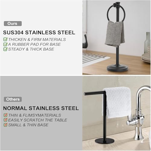 Hoimpro Hand Towel Holder Stand Free Standing Towel Bar Matte Black - Image 5
