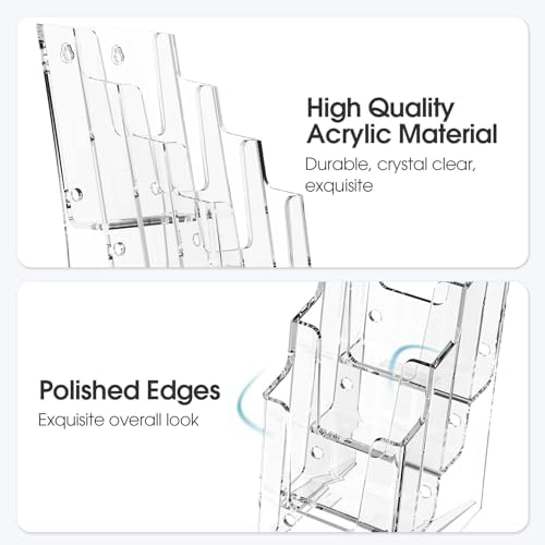 MaxGear 4 Tier Acrylic Brochure Display Holder, 4 Inch Wide, 6 Pack - Image 3