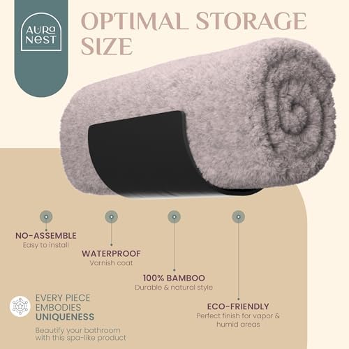 Bamboo Towel Rack by Aura Nest Set of 4 Wood Towel Racks Bamboo Bathroom Accessories -Wall Towel Holder for Rolled Towels Wooden Towel Racks for Bathroom Spa Bathroom - Black - Image 2