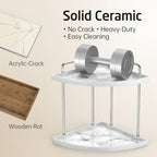KES Hancrafted Ceramic Corner Bathroom Counter Organizer, 2-Tier Bathroom Countertop Organizer with Marble Pattern, Vanity Skincare Perfume and Makeup Storage, Polished Chrome, BSC901-CH - Image 5