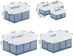 Vagusicc Wicker Storage Basket, 6 Pack Baskets for Organizing, Wicker Baskets with Handle, Rectangular Woven Basket for Storage Shelves, Cube Storage Bins for Closet/Clothes/Dresser, Blue - Image 2